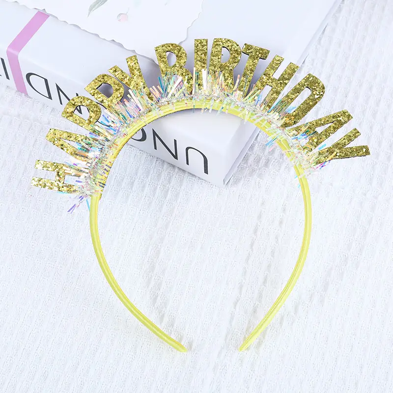 Happy Birthday Laser Sequins Headband with English Letters - Image 3
