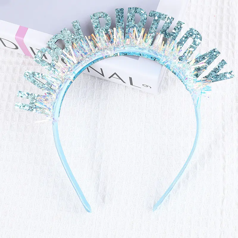 Happy Birthday Laser Sequins Headband with English Letters - Image 2