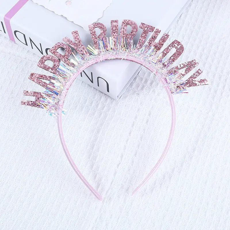 Happy Birthday Laser Sequins Headband with English Letters - Image 4