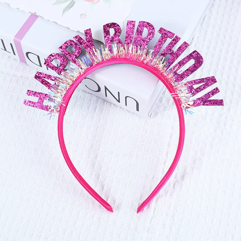Happy Birthday Laser Sequins Headband with English Letters - Image 5