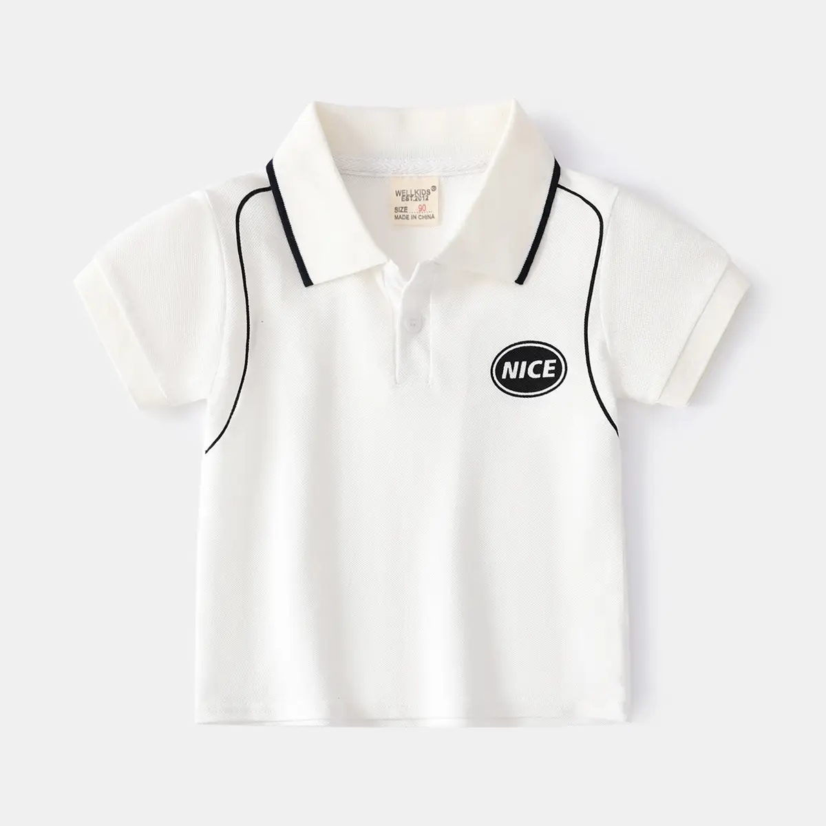 2023 Boys Polo Shirt Navy White Korean Style