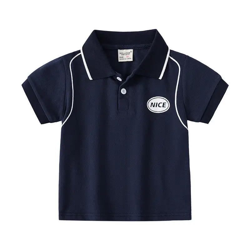 2023 Boys Polo Shirt Navy White Korean Style