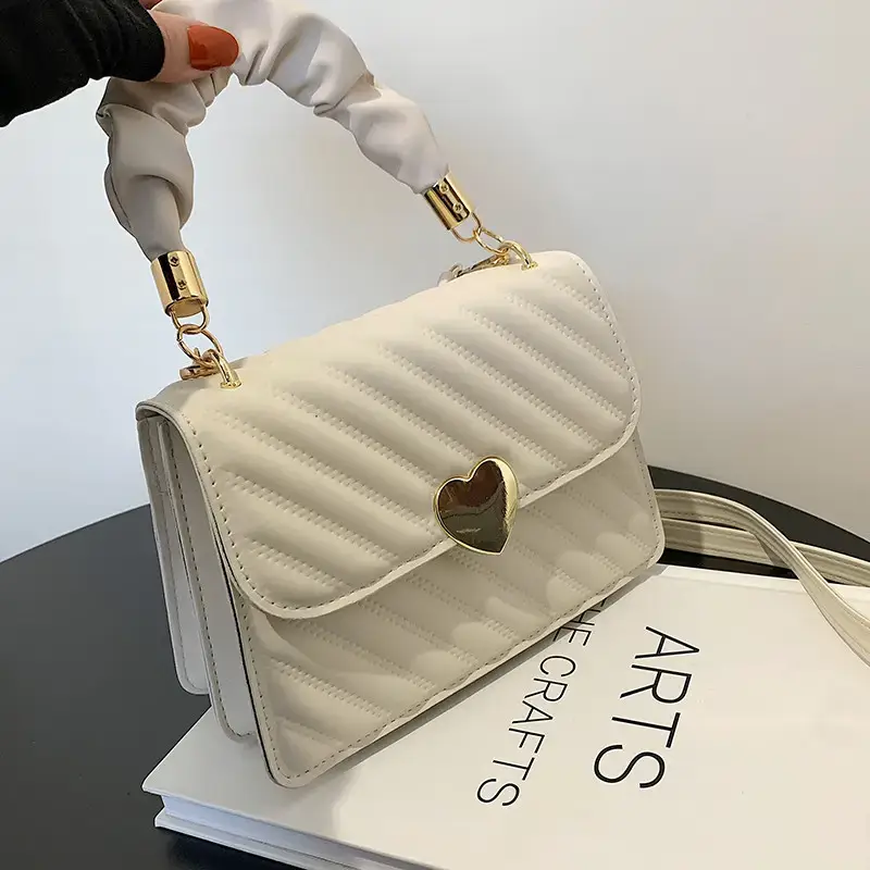 Fashion Texture Pleated Shoulder Crossbody Bag Beige 2022 - Image 5