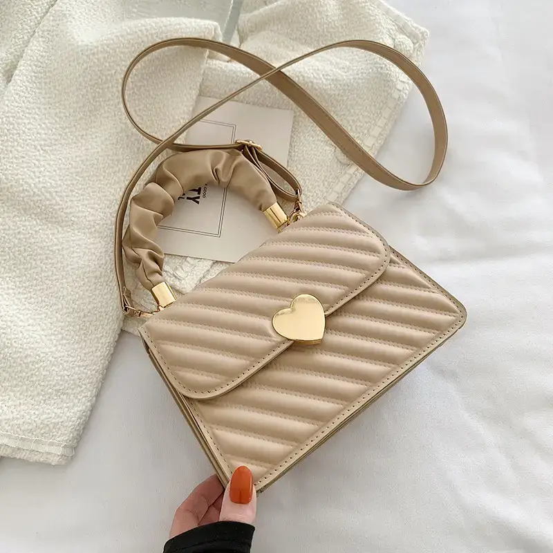 Fashion Texture Pleated Shoulder Crossbody Bag Beige 2022 - Image 2