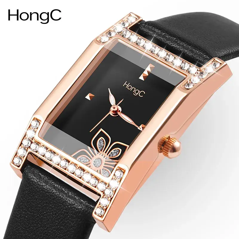 Women's Vintage Luminous Square Watch with Rhinestone Quartz - Image 9