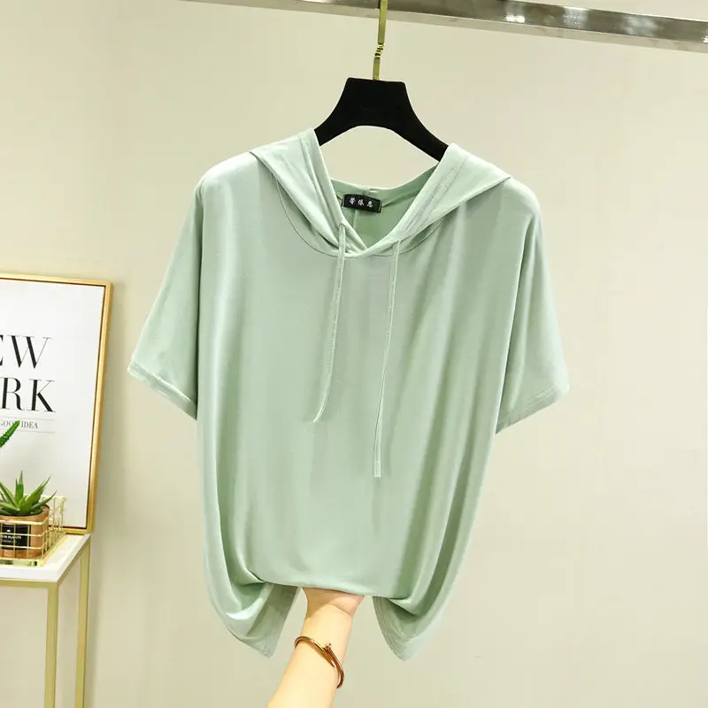 Women Yellow Hooded T-Shirt Large Medium Loose Fit - Image 15