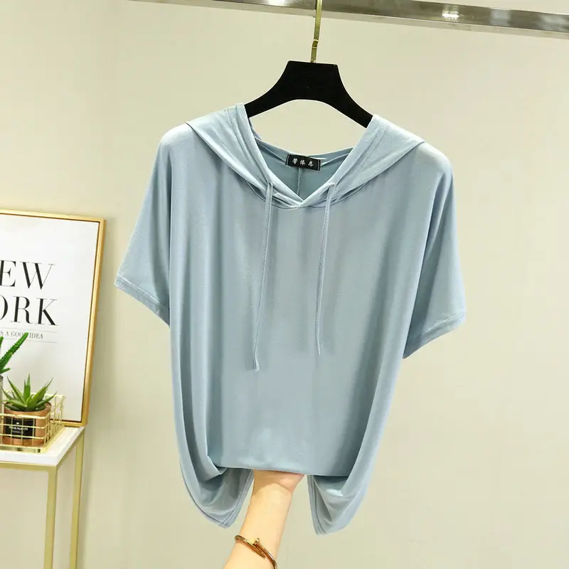 Women Yellow Hooded T-Shirt Large Medium Loose Fit - Image 16