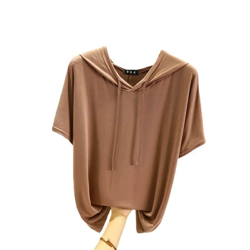 Women Yellow Hooded T-Shirt Large Medium Loose Fit - Image 17