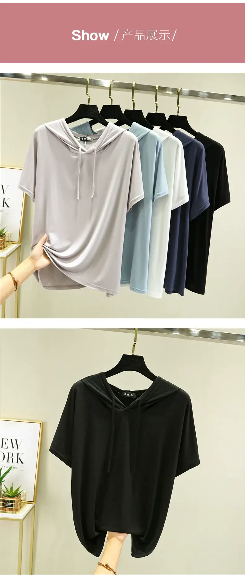 Women Yellow Hooded T-Shirt Large Medium Loose Fit — feature 20