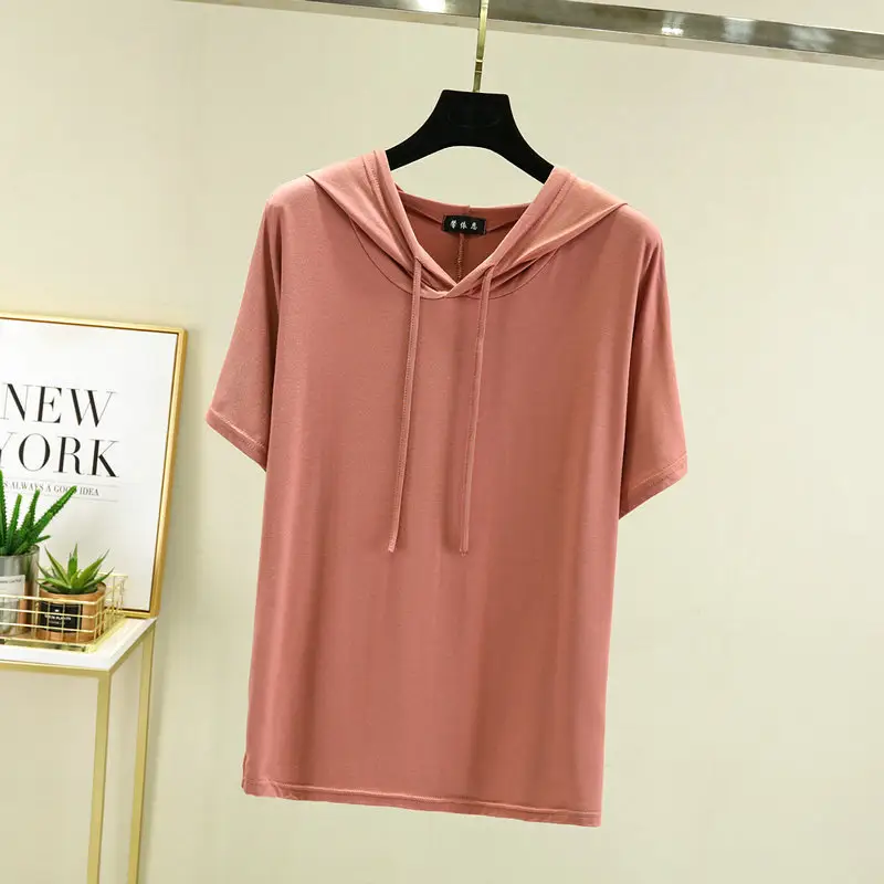 Women Yellow Hooded T-Shirt Large Medium Loose Fit - Image 3