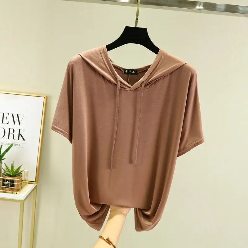 Women Yellow Hooded T-Shirt Large Medium Loose Fit - Image 4