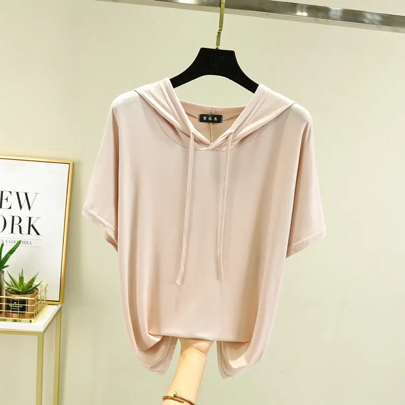 Women Yellow Hooded T-Shirt Large Medium Loose Fit - Image 8