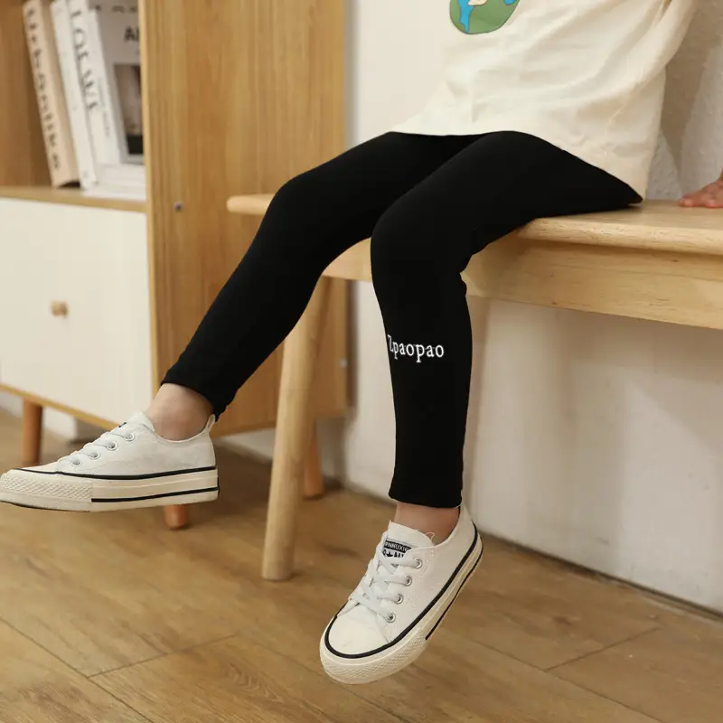 Girls White Stripe Leggings Cropped Casual Pants Medium Small