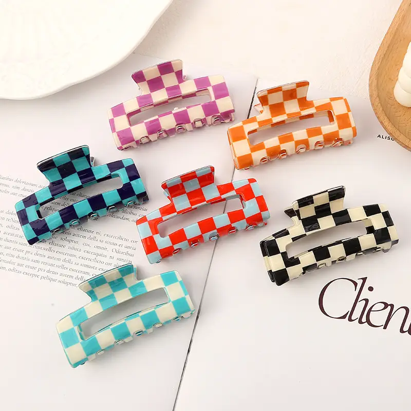 Imitation Checkerboard Hair Clip for Women