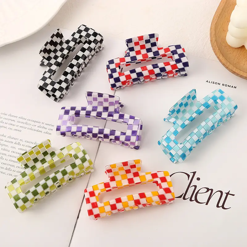 Imitation Checkerboard Hair Clip for Women