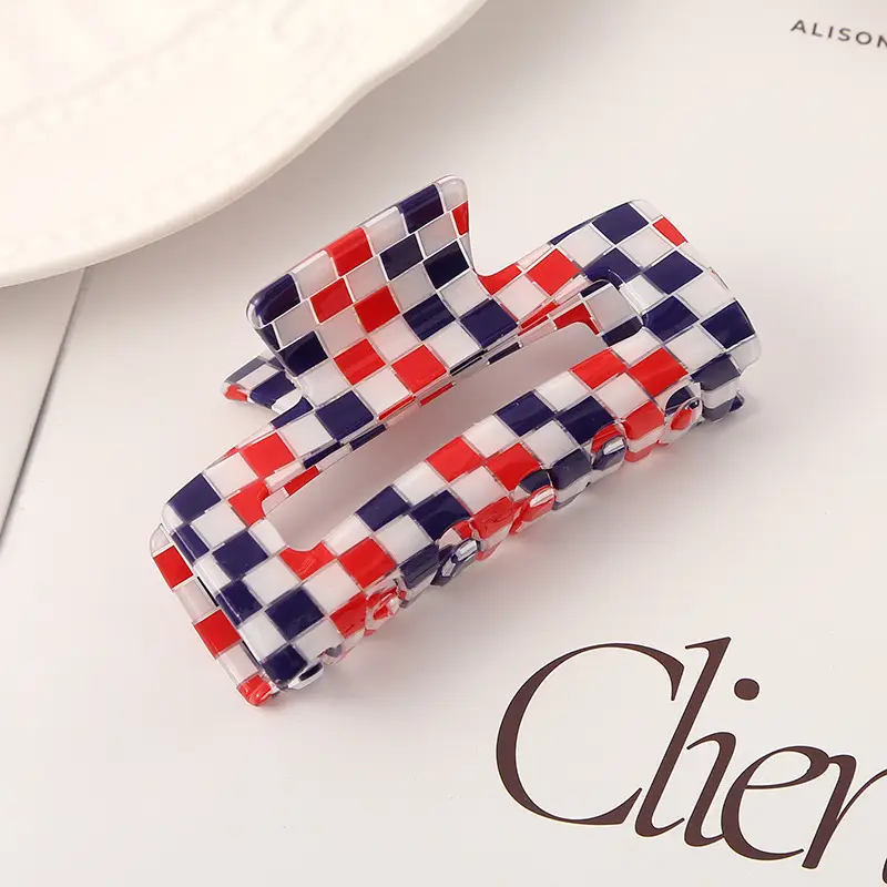 Imitation Checkerboard Hair Clip for Women