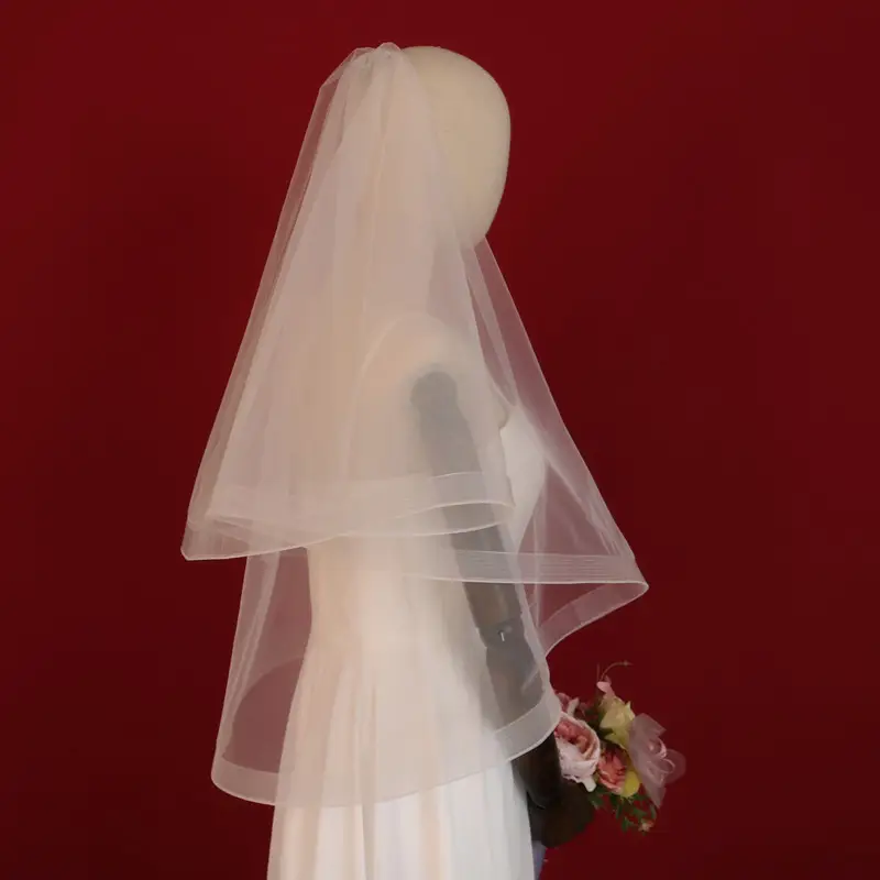 Bridal Veil French Retro Stretch Net Double Mori Wedding - Image 3