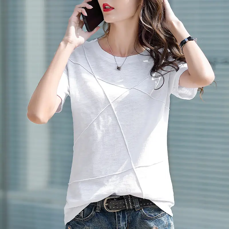 Women Bamboo Cotton Short Sleeve T-Shirt Green 2024 - Image 2