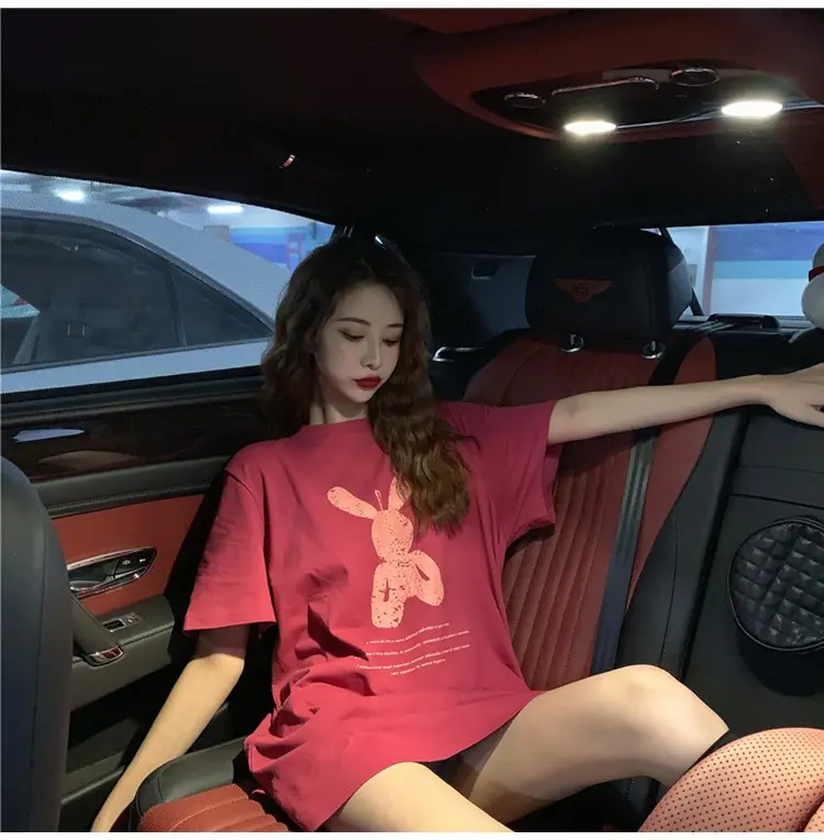 Women Korean Style Pink T-Shirt Short Sleeve Loose Fit 2022 — feature 12