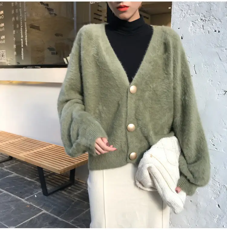 Imitation Mink Velvet Coat V-Neck Loose Top Women - Image 5