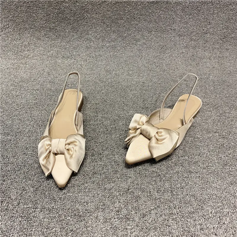 Women's Bow Pointed Toe Flat Heels 2023 - Image 6