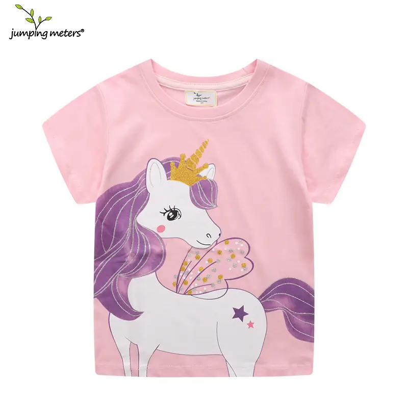 Pink Unicorn Knitted T-shirt for Girls Summer