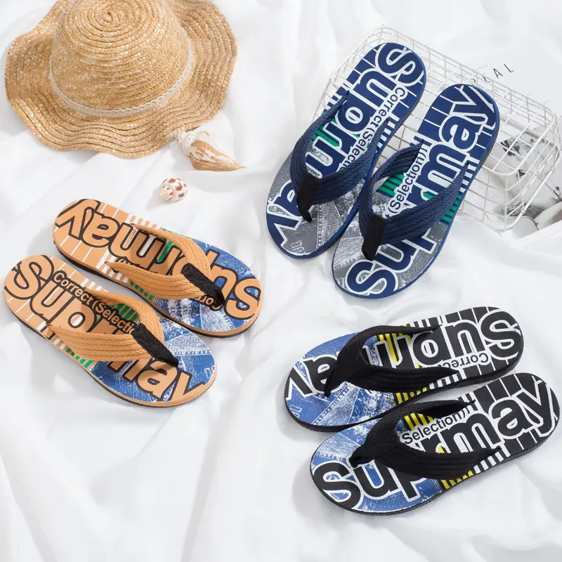 Men's Black Net Strap Flip Flops Casual Summer