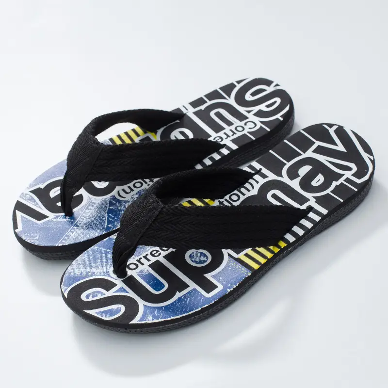 Men's Black Net Strap Flip Flops Casual Summer