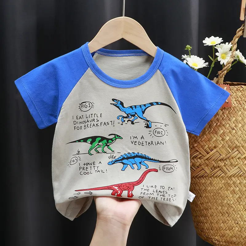 Boys Dinosaur Graphic T-Shirt Blue Grey 2023 - Image 12