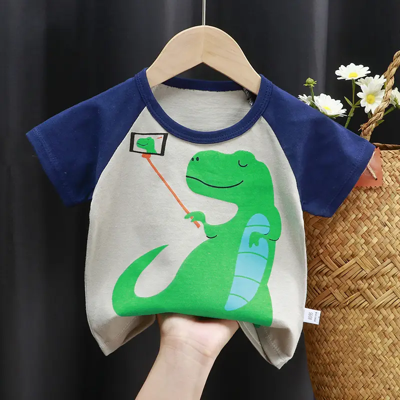 Boys Dinosaur Graphic T-Shirt Blue Grey 2023 - Image 14