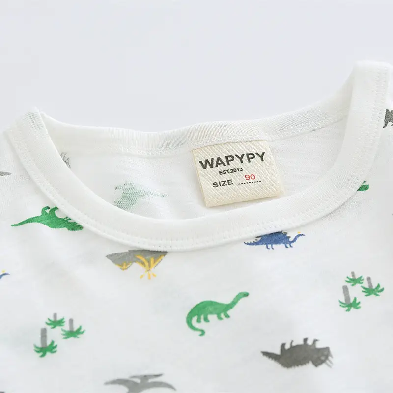 Boys Cartoon Dinosaur T-Shirt White 2022 Summer - Image 3