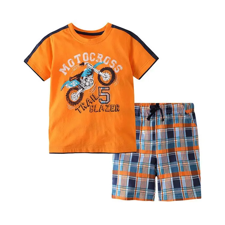 Kids Dino Print T-Shirt & Shorts Set Blue Gray