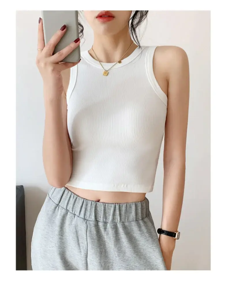 Women's Black Threaded Anti-Glare Vest Top