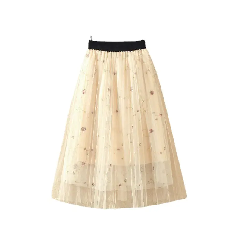 2025 Embroidered Black Mesh Skirt for Women Spring Summer - Image 13