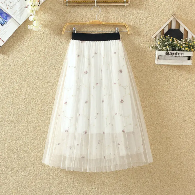2025 Embroidered Black Mesh Skirt for Women Spring Summer — feature 11