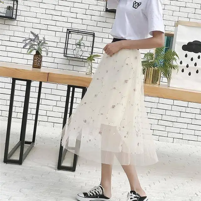 2025 Embroidered Black Mesh Skirt for Women Spring Summer — feature 9