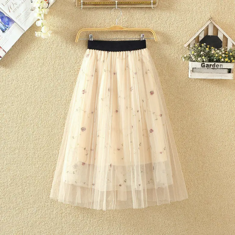 2025 Embroidered Black Mesh Skirt for Women Spring Summer - Image 4
