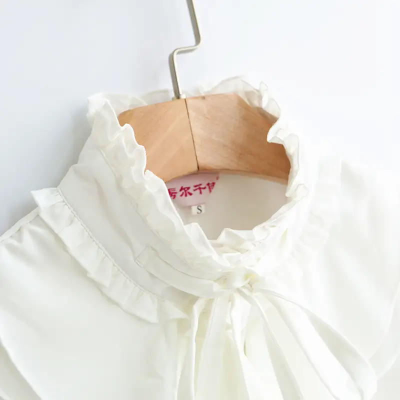 2024 Women's White Chiffon Long Sleeve Shirts Large - Image 5