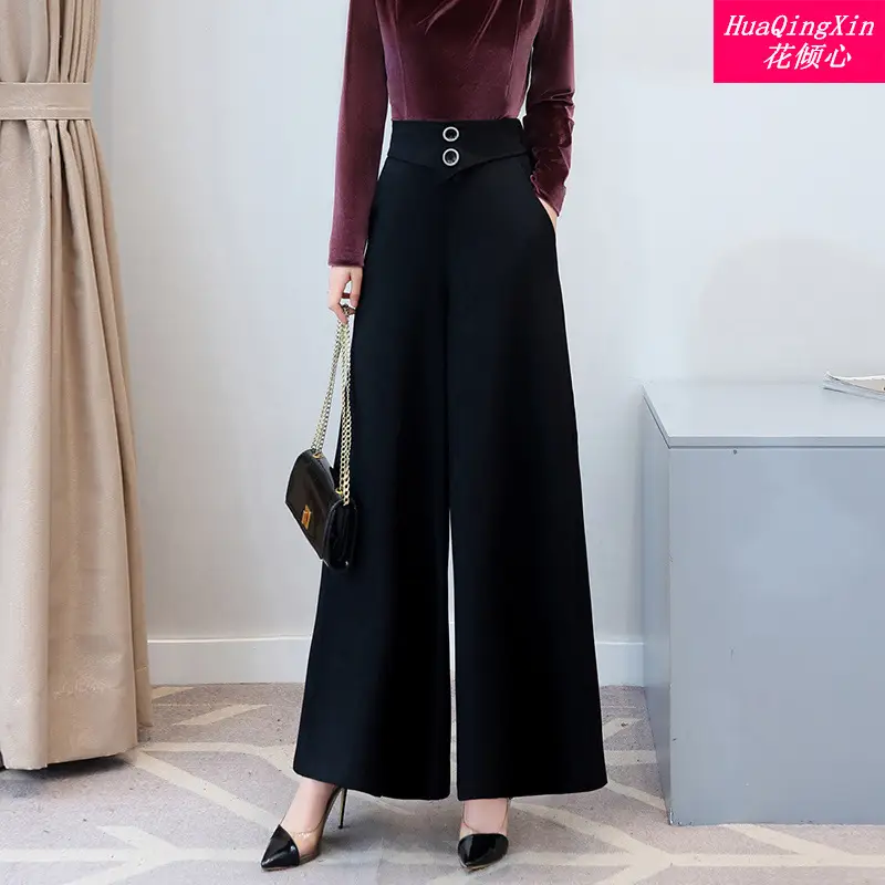 Black Wide Leg Pants High Waist 2022 Women - Image 4