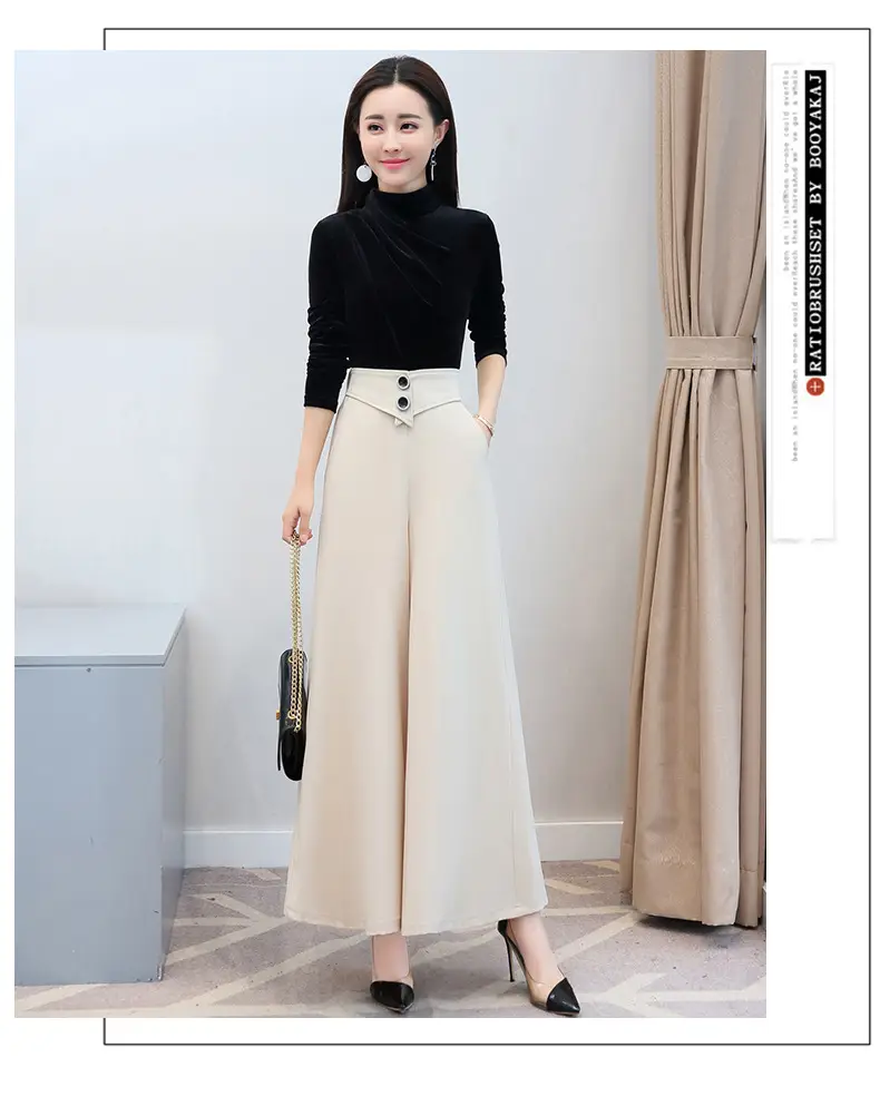 Black Wide Leg Pants High Waist 2022 Women — feature 3