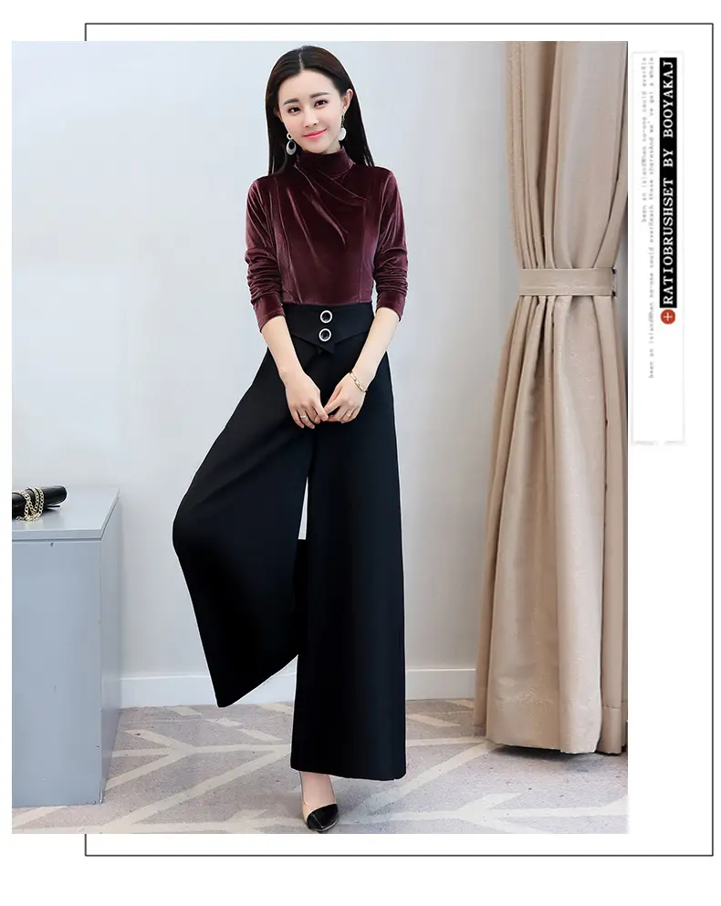 Black Wide Leg Pants High Waist 2022 Women — feature 6