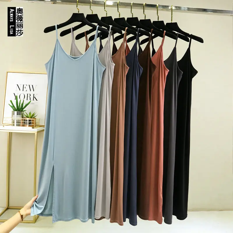 Women's 2023 Solid Color Sleeveless Slip Skirt Large