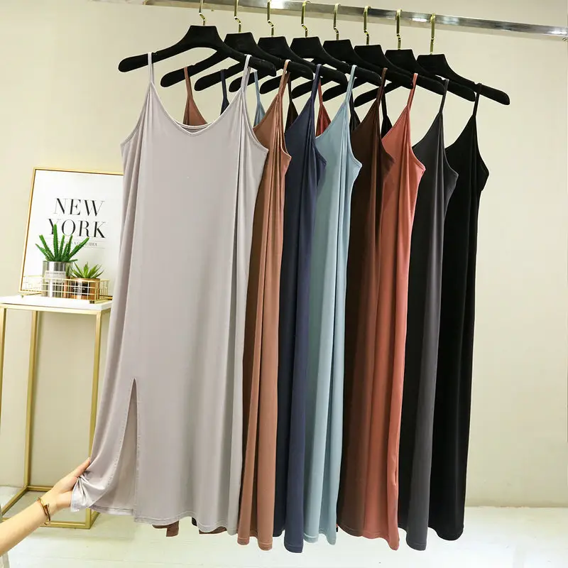 Women's 2023 Solid Color Sleeveless Slip Skirt Large