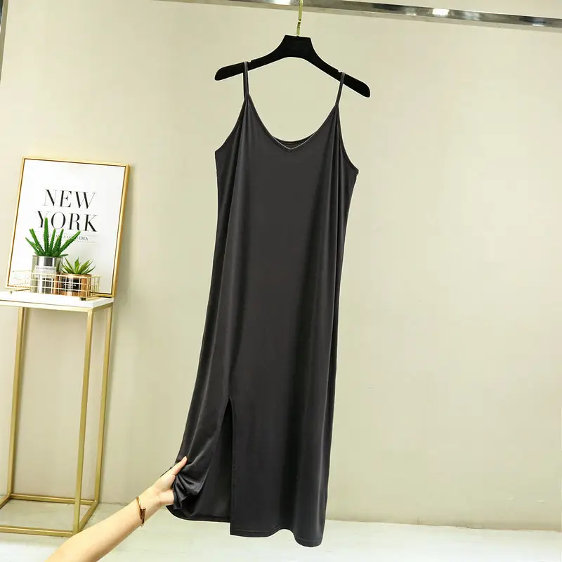 Women's 2023 Solid Color Sleeveless Slip Skirt Large