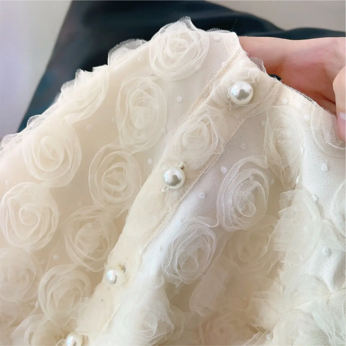 Girls White Embroidered Cardigan Coat Large Spring