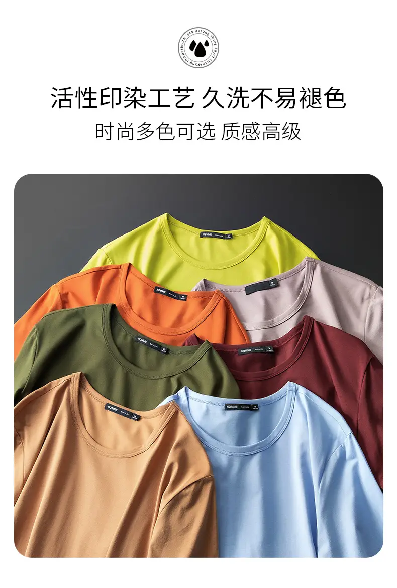 Men 60s Blue V-Neck Cotton T-Shirt Short Sleeve — feature 6