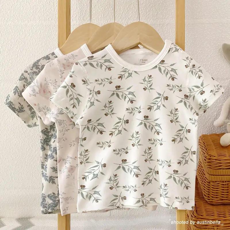 Baby Floral Short Sleeve T-Shirt for Girls Summer Wear