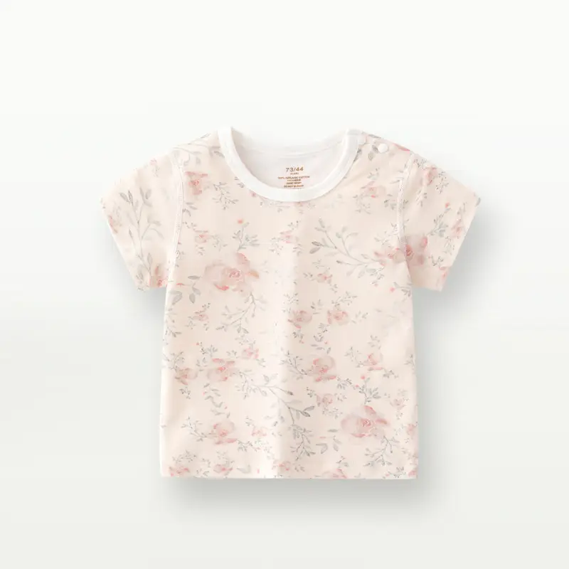 Baby Floral Short Sleeve T-Shirt for Girls Summer Wear