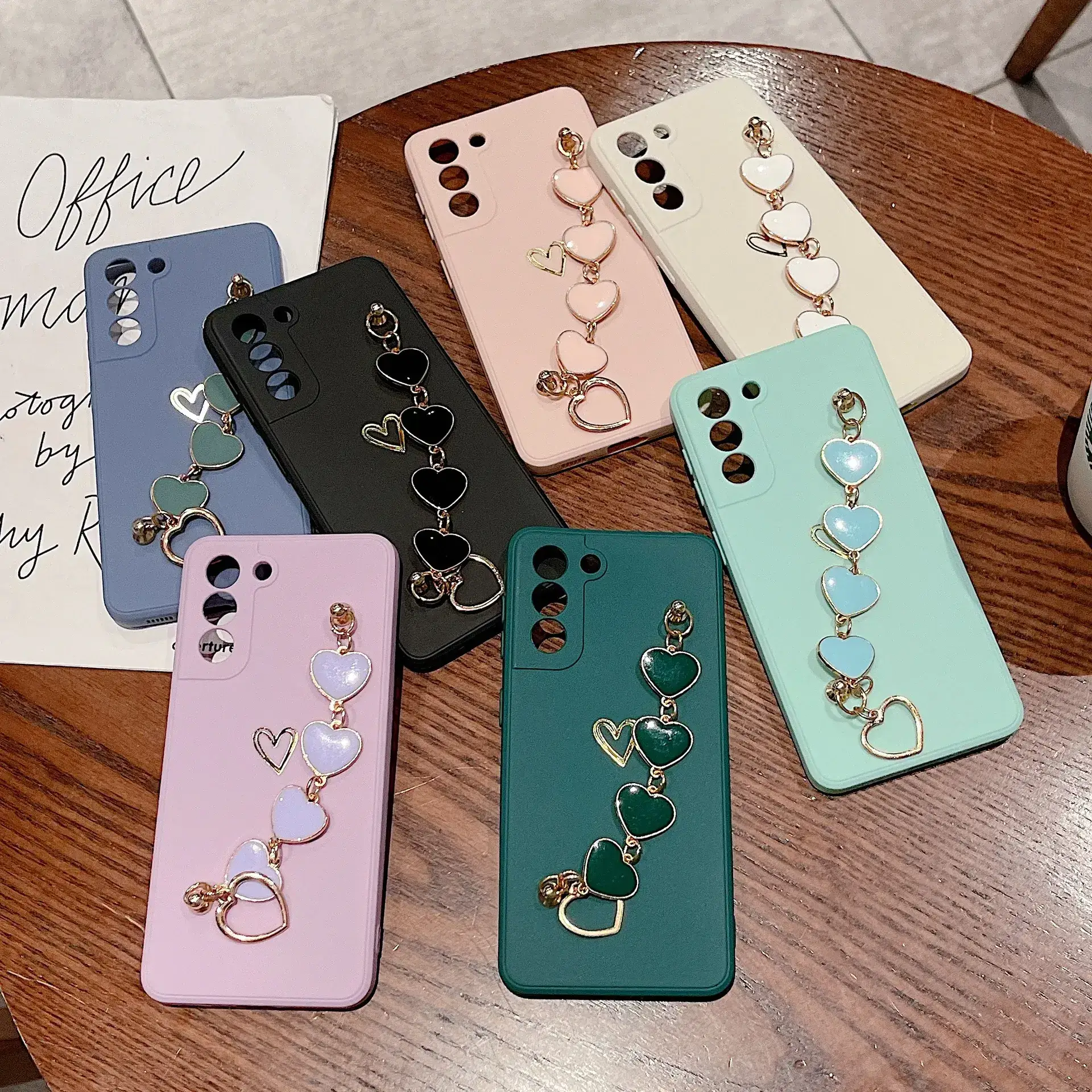 Samsung A56 Heart Chain Phone Case Gold Foil Anti-Drop - Image 8