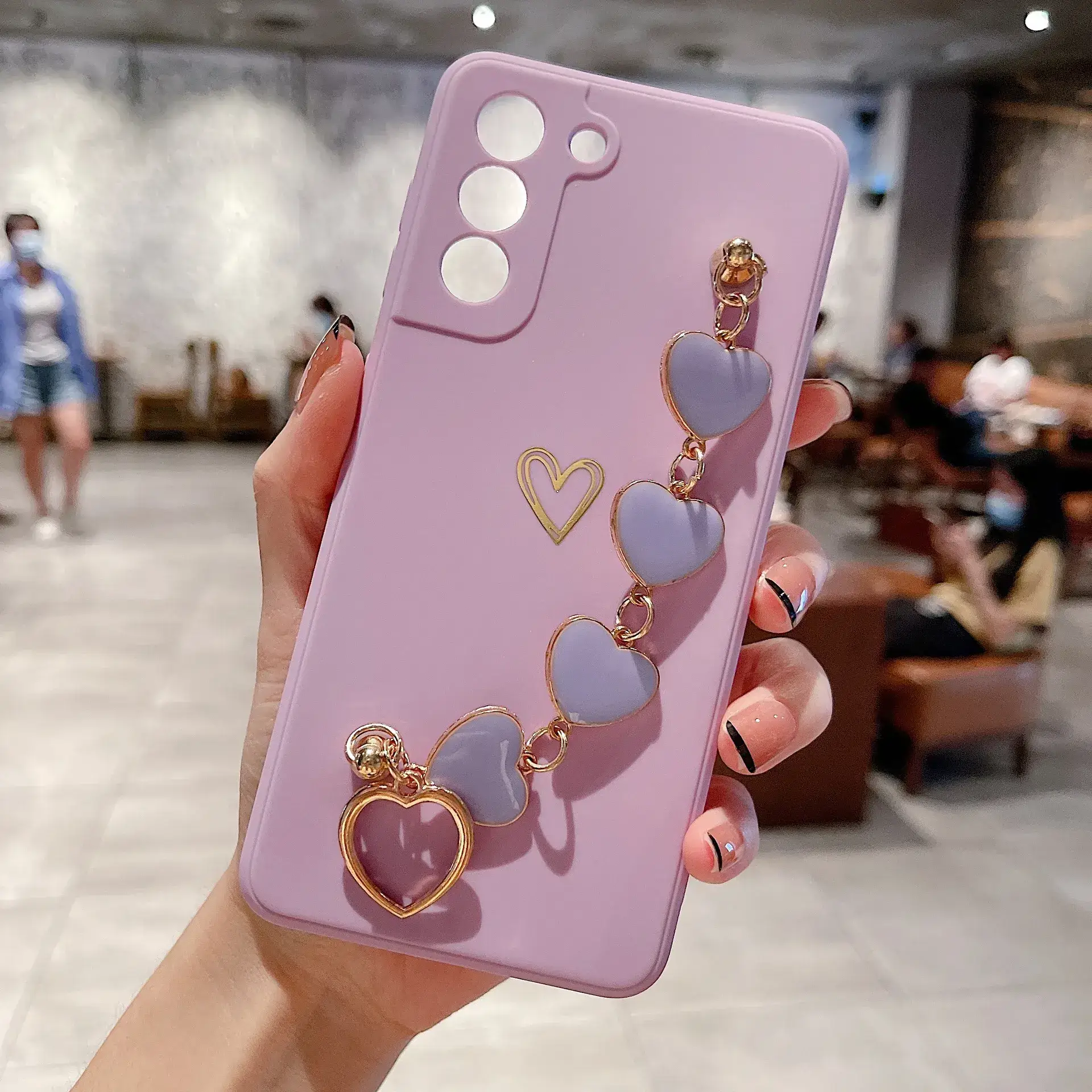 Samsung A56 Heart Chain Phone Case Gold Foil Anti-Drop - Image 3